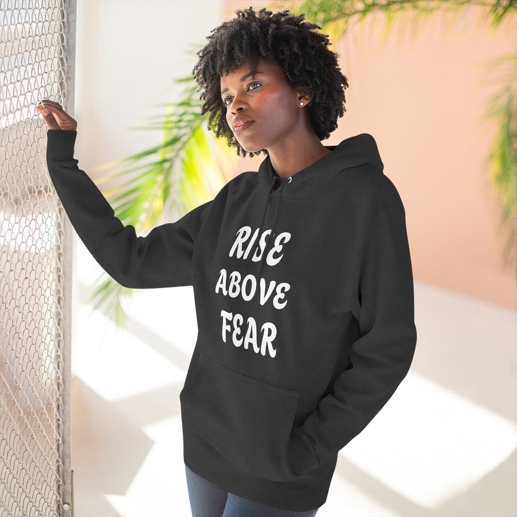 Rise Above Fear Fleece Hoodie — Lightweight White Pullover